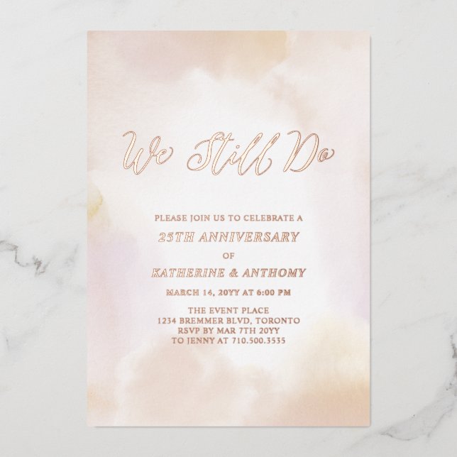 Invitation En Aluminium Nous sommes toujours | Rose Gold Anniversaire, Ren (Recto)