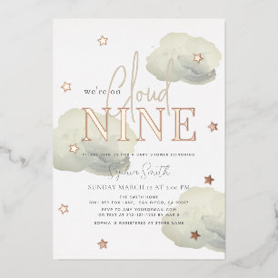 Invitation En Aluminium Nuage 9 nuages d'or Aquarelle Baby shower