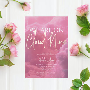 Invitation En Aluminium Nuage neuf nuages roses Baby shower Foil Invitatio
