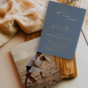 Invitation En Aluminium Nuit Bleue Dusty Avant Le Dîner De Répétition Or