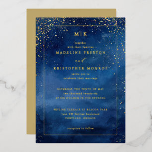 Invitation En Aluminium Nuit étoilée bleu marine élégante