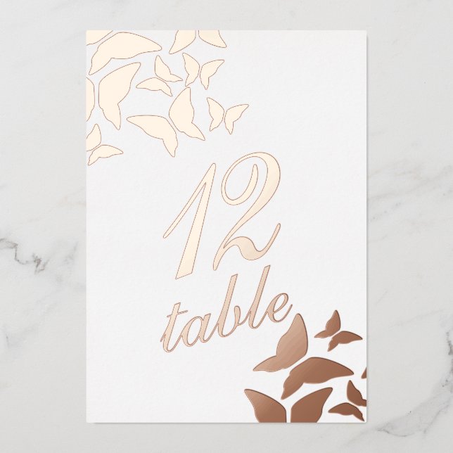 Invitation En Aluminium Numéro de la table Papillon Gold Pressé (Recto)