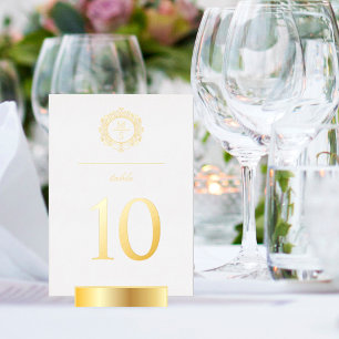 Invitation En Aluminium Numéros de tableau Mariage Monogramme doré