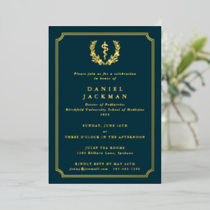 Invitation En Aluminium Obscurité Turquoise Asclepius Médicale