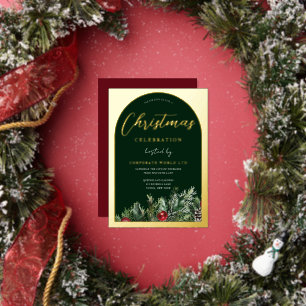 Invitation En Aluminium Office Christmas Party Green Gold
