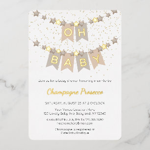 Invitation En Aluminium Oh Baby Boho Bunting Flags Baby shower photo