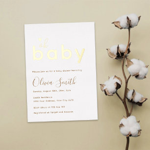 Invitation En Aluminium Oh Baby Gold Baby shower