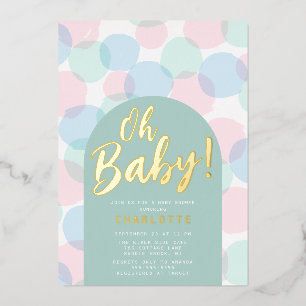 Invitation En Aluminium Oh Baby Polka Dots Baby Shower