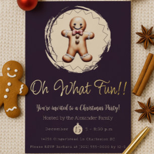 Invitation En Aluminium Oh What Fun Gingerbread Man Holiday Party Violet