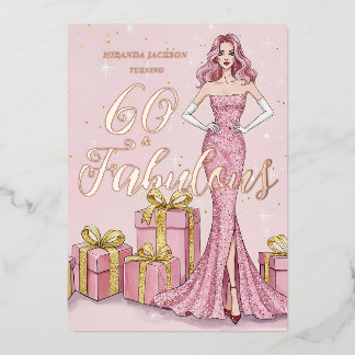 Invitation En Aluminium Old Hollywood Glam Pink Glitter Birthday