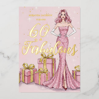 Invitation En Aluminium Old Hollywood Glam Pink Glitter Gold Birthday