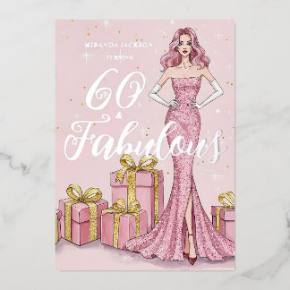 Invitation En Aluminium Old Hollywood Glam Pink Glitter Silver Birthday