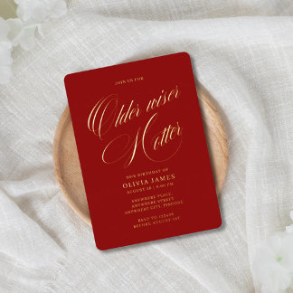 Invitation En Aluminium Older, wiser, hotter birthday 