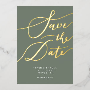 Invitation En Aluminium Olive Enregistrer La Calligraphie Date
