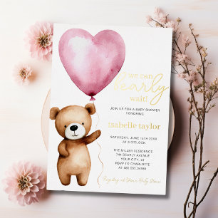 Invitation En Aluminium On peut attendre l'invitation Baby shower fille