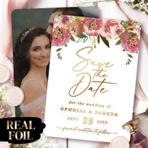 Ophelia Floral Photo Enregistrer la Date avec de l