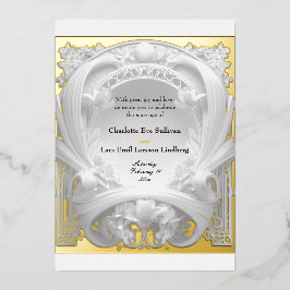 Invitation En Aluminium Opulent Gold Motif Atelier, Mariage