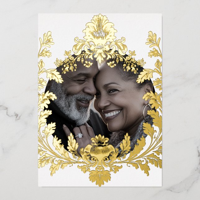 Invitation En Aluminium Opulent Gold Motif avec photo, Mariage, (Recto)