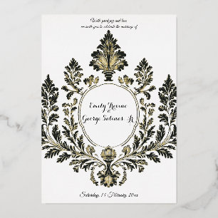 Invitation En Aluminium Opulent Motif Atelier, Noir et Or,