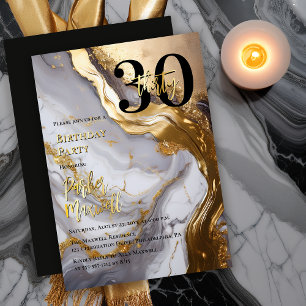 Invitation En Aluminium Or élégant Fête d'anniversaire moderne de 30 ans