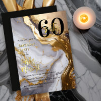 Or élégant | Marbre blanc Moderne 60 Anniversaire