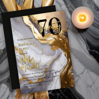 Or élégant | Marbre blanc Moderne 70 Anniversaire