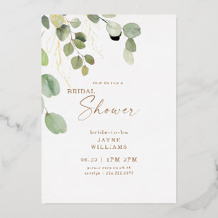 Invitation En Aluminium Or Fête des mariées Eucalyptus