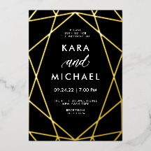 Or moderne minimaliste sur noir | Mariage