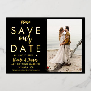 Invitation En Aluminium Or Réel Feuille Annonce de Date de Mariage Photo F