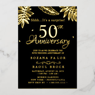Invitation En Aluminium or Surprise 50e anniversaire de Mariage