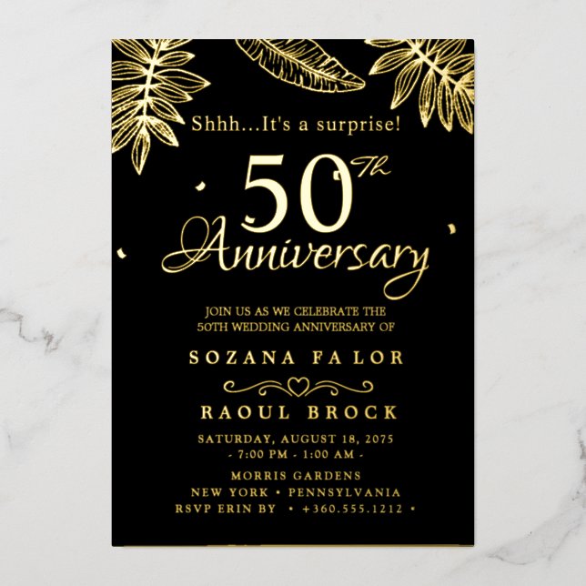 Invitation En Aluminium or Surprise 50e anniversaire de Mariage (Recto)