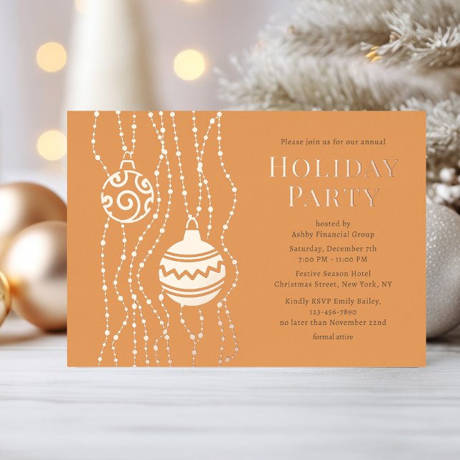 Invitation En Aluminium Orange Élégante fête de Noël Fête d'entreprise (Créateur téléchargé)