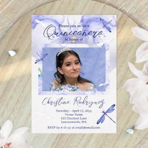 Invitation En Aluminium Orchidée Bleue Clair Quinceanera