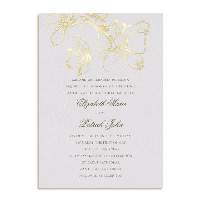 Invitation En Aluminium Orchidée Charm Formal Classic Hérloom Mariage ivoi (orchid wedding invitation formal modern classic traditional black tie heirloom 3 IVORY)