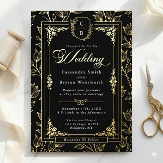 Invitation En Aluminium Ornate Crest Luxury Formal Wedding