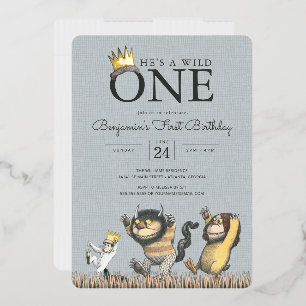 Invitation En Aluminium Où les choses sauvages sont 1er anniversaire Invit