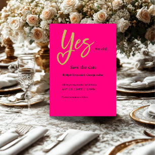 Invitation En Aluminium Oui Nous faisons Hot Pink Gold Wedding enregistrer