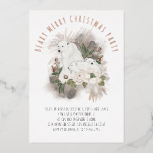 Invitation En Aluminium Ours Polaires Beary Joyeux Noël Party Luxe