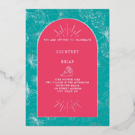 Invitation En Aluminium Palm Feuille rose + Blue Beach Wedding