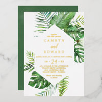 Palme tropicale sauvage | Mariage Hexagon Gold Foi