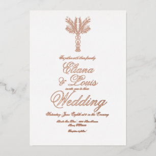 Invitation En Aluminium Palmier Tropical Main tiré Mariage Pressé