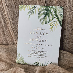 Invitation En Aluminium Palmier Tropical Sauvage Feuille de Mariage Casu