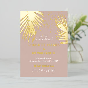 Invitation En Aluminium Palmiers tropicaux neutres Mariage de plage d'été