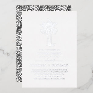 Invitation En Aluminium Palmiers Vintage Réception de Couple Havana Nigh