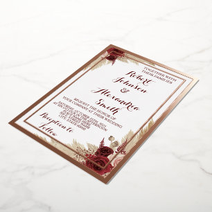Invitation En Aluminium Pampas Grass Mariage Rose Gold