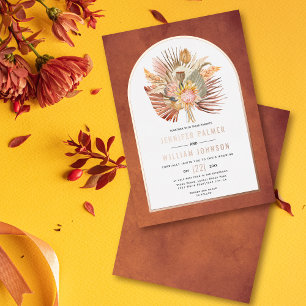 Invitation En Aluminium Pampas séché herbe terre cuite mariage or rose