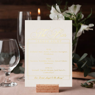 Invitation En Aluminium Panneau de bar de mariage à calligraphie blanche i