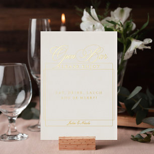 Invitation En Aluminium Panneau de bar ouvert de mariage blanc ivoire clas