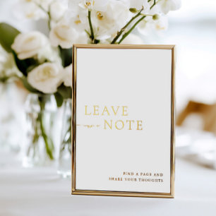Invitation En Aluminium Panneau de livre d'or minimaliste blanc et or