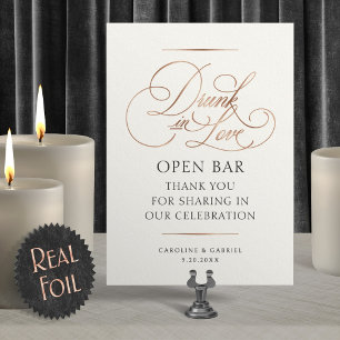 Invitation En Aluminium Panneau de table Open Bar Fou Amoureux Mariage Foi